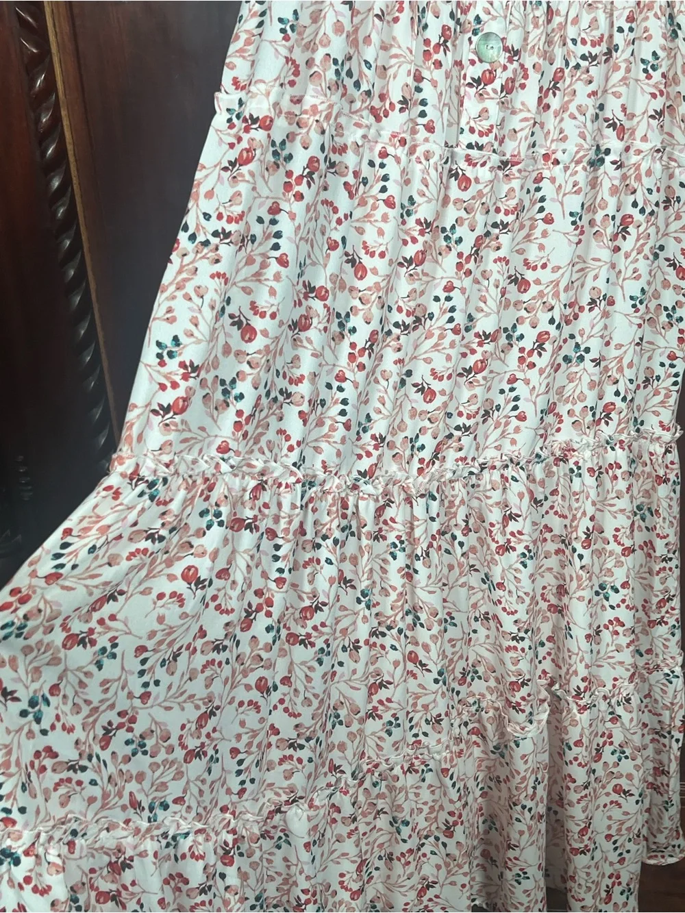 NWT Figueroa & Flower Boho Peasant Flowy Figure Flattering Smocked Tiered Maxi L